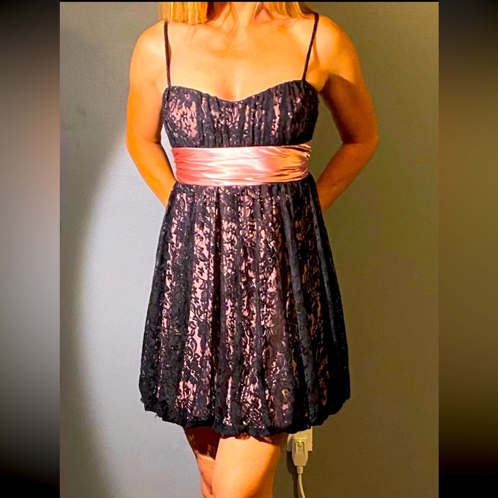 Black chiffon A-line mini dress size M
